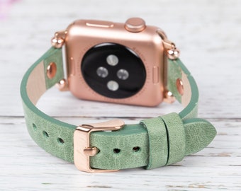 Leather Apple Watch Band: Personalized iWatch Strap, Full Grain Leather