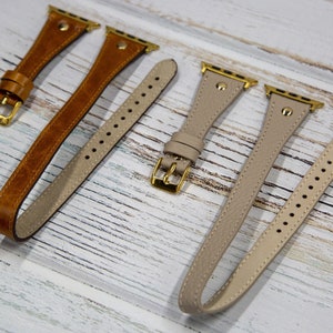 Apple Watch Bracelet, Customized iWatch Band, Womens Gift Smart Watch Band, Apple Watch Double Wrap, Full Grain Leather Apple Watch Band