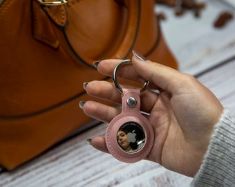 Keychain AirTag Holder, AirTag Leather Case, AirTag Protective Cover, AirTag Accessories, Leather Key Loop, Handmade Keychain, Keyring Gift