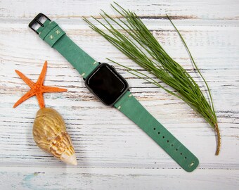 Personalized Full Grain Leather Apple Watch Band