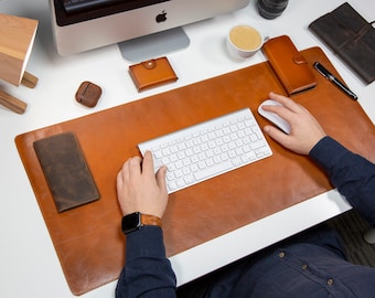 Leather Desk Pad, Large Desk Mat, Leather Mouse Pad, Executive Leather Desk Pad, Best Husband Gift, Christmas Gift, Work from Home Gifts
