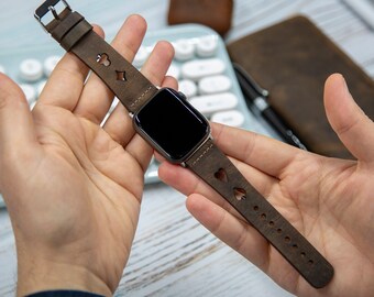 Handmade Leather Apple Watch Band: Full Grain, Customized iWatch Strap