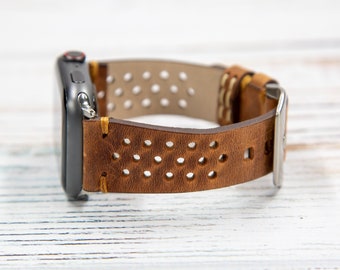 Distressed Leather Apple Watch Band: Handmade Full Grain iWatch Strap