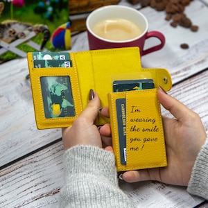 Cute Wallet, Minimalist Wallet, Leather Card Case,  Pop up Wallet, Engraved Wallet, Small Wallet, Card Holder Women, Sister In Law Gift
