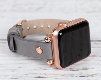 Personalized Leather Apple Watch Band: Handmade iWatch Strap