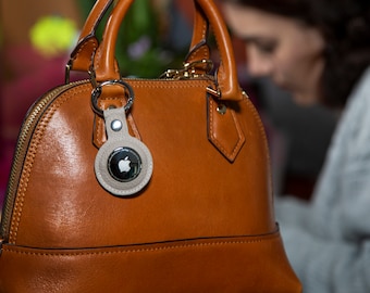 AirTag Case, Personalized Full Grain Leather AirTag Holder, Small Luxury Gift