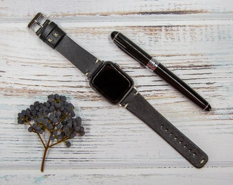 Handcrafted Full Grain Leather Apple Watch Band: Personalized Strap