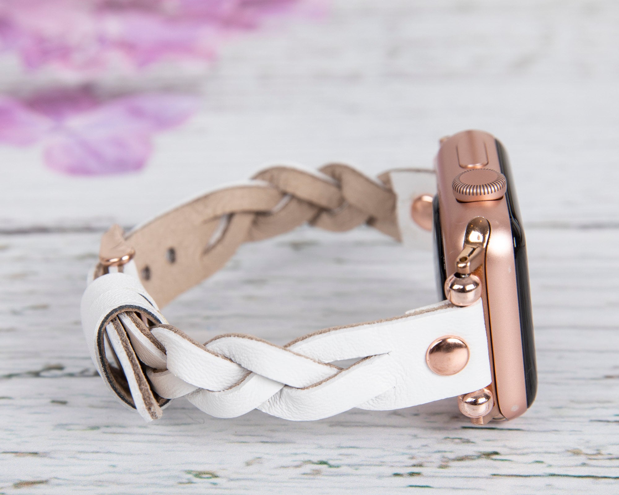Braided Leather Apple Watch Band Slim iWatch Strap