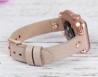 Apple iWatch-armband 38 mm 40 mm 41 mm 42 mm 44 mm 45 mm 49 mm, Apple Watch Series Ultra 2 SE 9 8 7, iWatch-present, smalt läderarmband till iWatch för kvinnor
