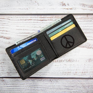 Monedero plegable para hombre, monedero con monograma, monedero de cuero hecho a mano, monedero único de cuero, regalo para hombre, caja de tarjeta de crédito, titular de la tarjeta de visita