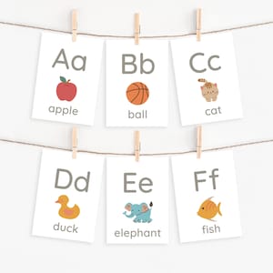 Afdrukbare alfabet-flashkaarten, AZ-flashkaarten, ABC-kaarten, flashcards voor peuters, digitale download