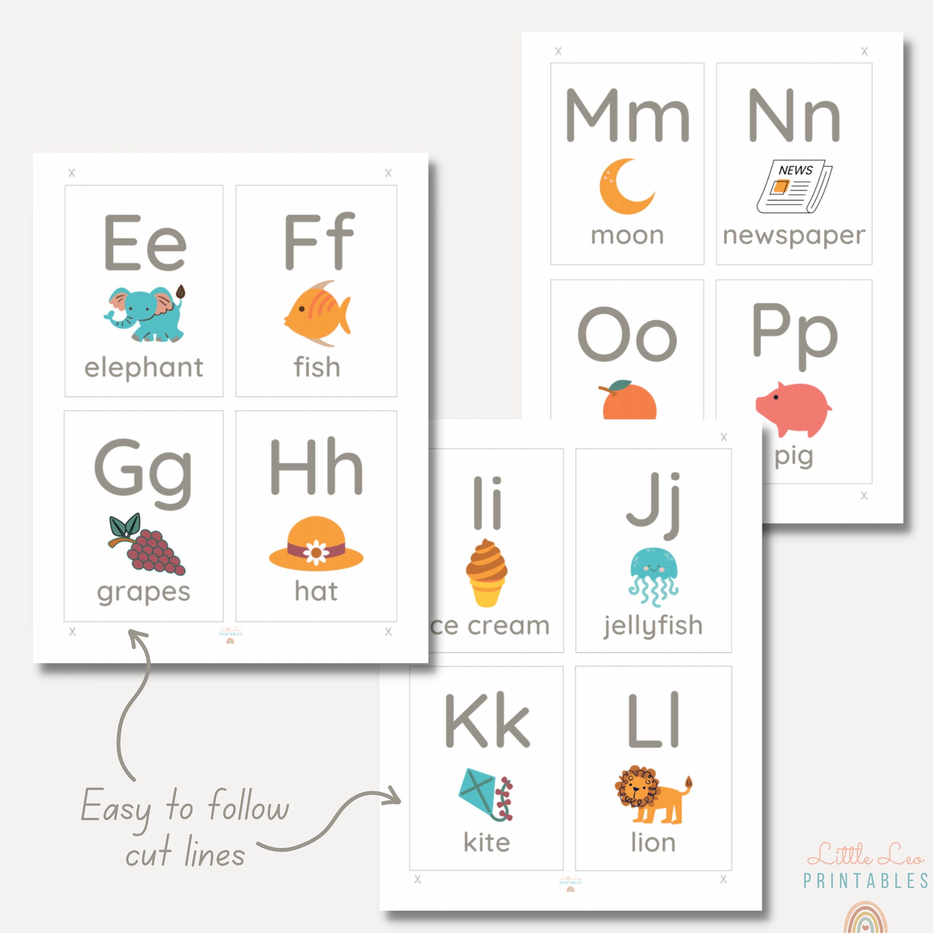 Alphabet Flash Cards Printable ABC Flashcards Alphabet Etsy