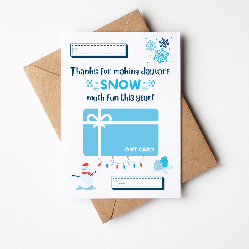 Daycare Teacher Holiday Card, Christmas Gift Card Holder, Childcare