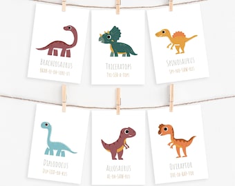 Flashcards de dinosaures : décoration bohème pour salle de classe (téléchargement numérique)
