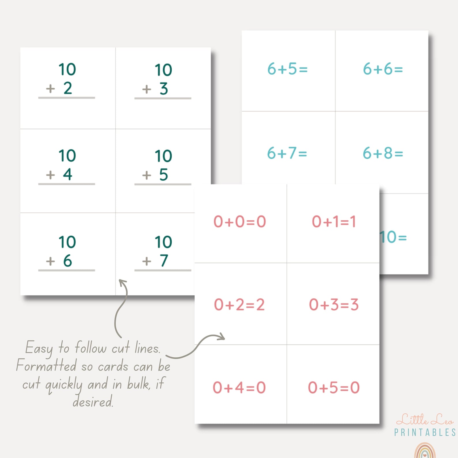 Addition Flash Cards Addition Facts Cards 110 Kindergarten Etsy