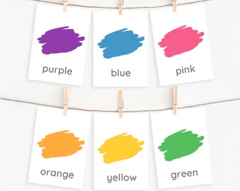 Color Flashcards for Toddlers, Circle Time Preschool Printable, Digital Download