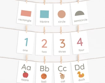 ABC Boho, cartes-éclair sur les nombres et les formes : apprentissage des tout-petits (téléchargement numérique)