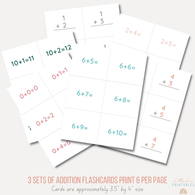 Addition Flash Cards Addition Facts Cards 110 Kindergarten Etsy