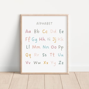 Cartel del alfabeto, Impresión educativa ABC, Boho A-Z Classroom Homeschool Decor, Descarga digital