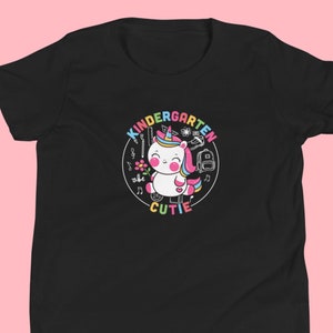 Kindergarten Cutie, Primer día de escuela, camisa de regreso a la escuela, camiseta de unicornio, camiseta linda para niñas