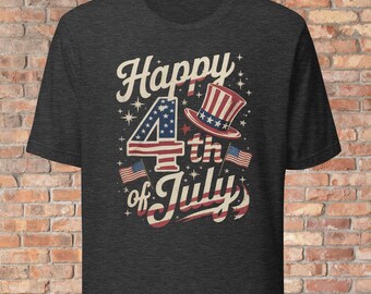 Joyeux 4 juillet drapeau américain patriotique T-shirt unisexe, t-shirt jour de l'indépendance des États-Unis, chemise patriotique
