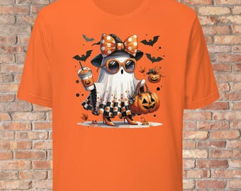 T-shirt unisexe Halloween citrouille fantôme drôle mignon, t-shirt Halloween fantôme Bougie, chemise de saison fantasmagorique