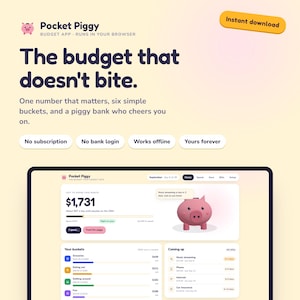 Pocket Piggy Budget App | Friendly Offline Money Tracker in Your Browser | No Spreadsheet, No Subscription | Beginner Budget Planner