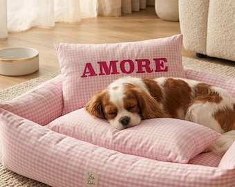 Hundkudde för säng | Hundkudde med huvudstöd | Personlig hundkudde | Tillbehör för hundbädd | Liten hundkudde | Handgjord Italien