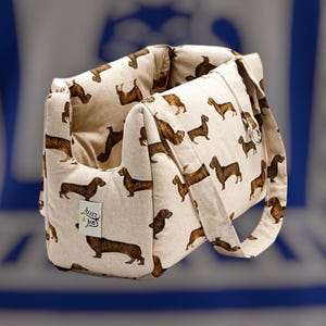 sac, porte-bébé, chien de petite/moyenne taille, Panama Teckel Coton, confortable, lavable, fait main, voyage et vie urbaine