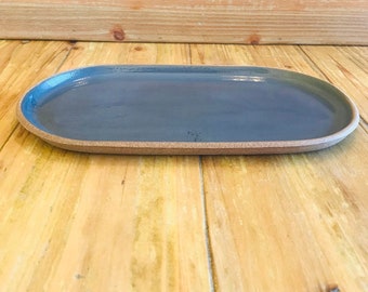 Oval serving tray flat bean plate Ceramic cup Serving dish stoneware artisanal pottery handmade tableware