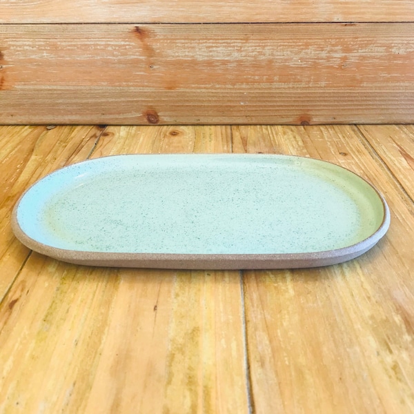 Plateau de service ovale Assiette plate haricot Céramique tasse Plat de service en grès poterie artisanale fait main art de la table