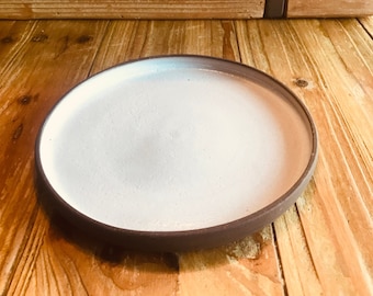 Dessert plate with stoneware rim small flat plate handmade pottery tableware ceramic ceramic