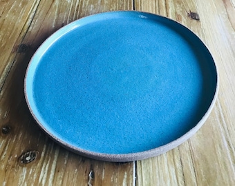 Dessert plate with stoneware rim small flat plate artisanal pottery handmade tableware ceramic