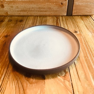 Dessert plate with stoneware rim small flat plate handmade pottery tableware ceramic ceramic