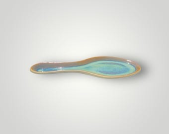 Reposacucharas de cerámica, cerámica artesanal, utensilio de cocina, vajilla hecha a mano, decoración, vajilla de gres
