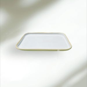 Rechthoekig keramisch dessertbord met rand, klein plat bord, handgemaakt aardewerk, serviesgoed, steengoed, serviesgoed