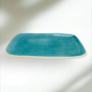 Piatto da dessert Piatto piano rettangolare in ceramica piccolo Stoviglie in ceramica fatte a mano Stoviglie in gres