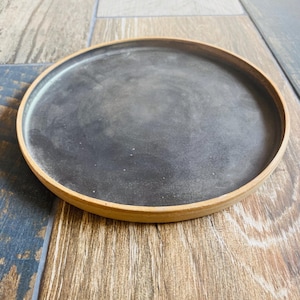 Plato llano con borde de cerámica vajilla artesanal cerámica artesanal vajilla de gres Bandeja para servir