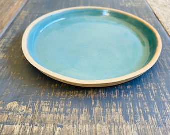 Keramisk desserttallrik med kant, liten platt tallrik, handgjord keramik, stengods