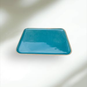 Plato de cerámica rectangular con borde Bandeja de servicio Plato de cerámica artesanal Vajilla de cerámica artesanal Vajilla de gres