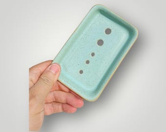 Portasapone rettangolare in ceramica, poggia spugna, ceramica artigianale, accessorio per bagno o cucina, stoviglie in gres