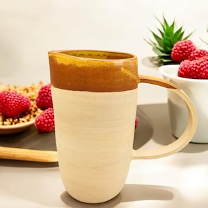 Ceramic Pitcher with Handle Jug Carafe Pitcher Vase Handmade Pottery Stoneware Tableware Kitchen Dining
