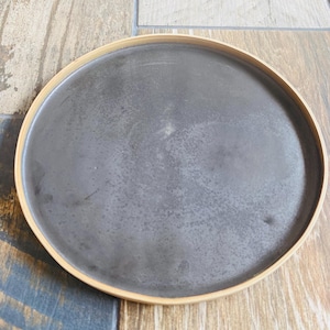Flat plate with ceramic rim handmade tableware artisan pottery stoneware tableware Serving tray