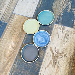 Set of 4 ceramic stoneware dessert plates small flat plate handmade pottery tableware