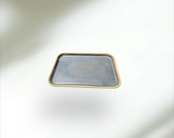 Rectangular ceramic dessert plate with rim small flat plate handmade pottery tableware stoneware tableware