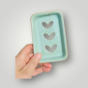 Jabonera rectangular de cerámica, soporte para esponja, cerámica artesanal, accesorio de baño o cocina, vajilla de gres.