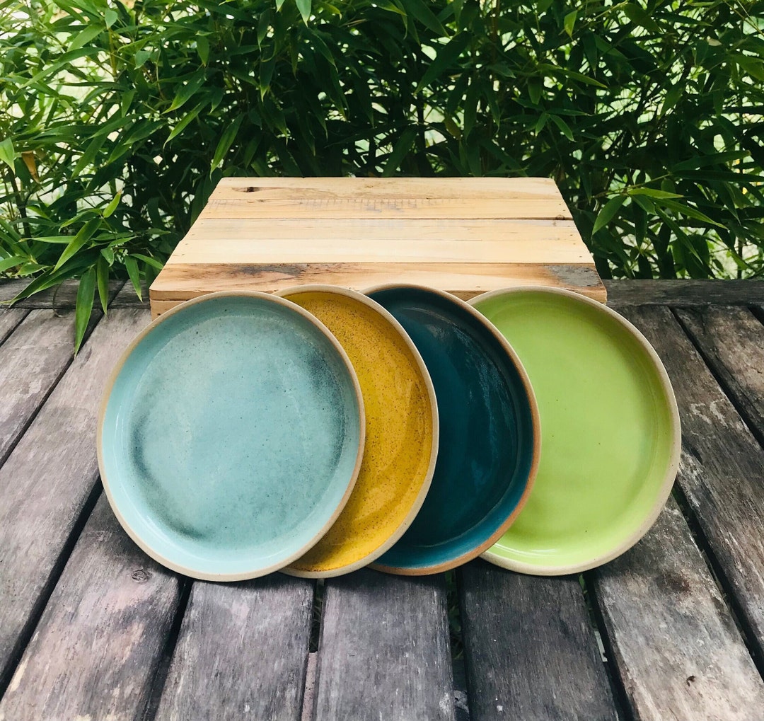 Set of 4 Sandstone Dessert Plates Small Flat Plate Handcrafted Etsy