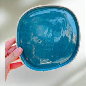 Flat ceramic plate shape pebbles rim small plate tray display pottery handmade art tableware stoneware
