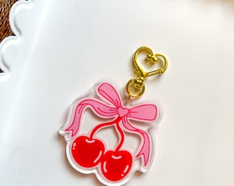 Acrylic Cherry Bag Charm and Keychain