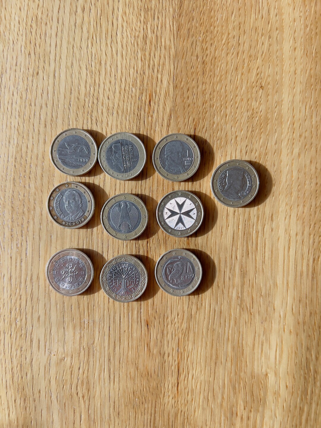 Set Of 10 Rare 1 Euro Coins Etsy